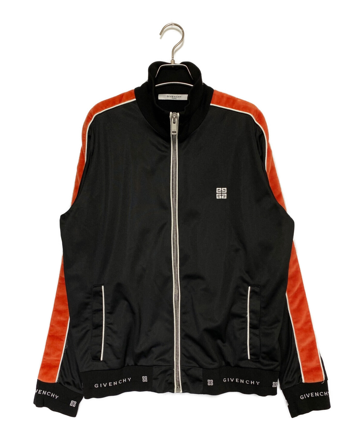 GIVENCHY (ジバンシィ) ベロアライントラックジャケット ブラック×オレンジ サイズ:XL