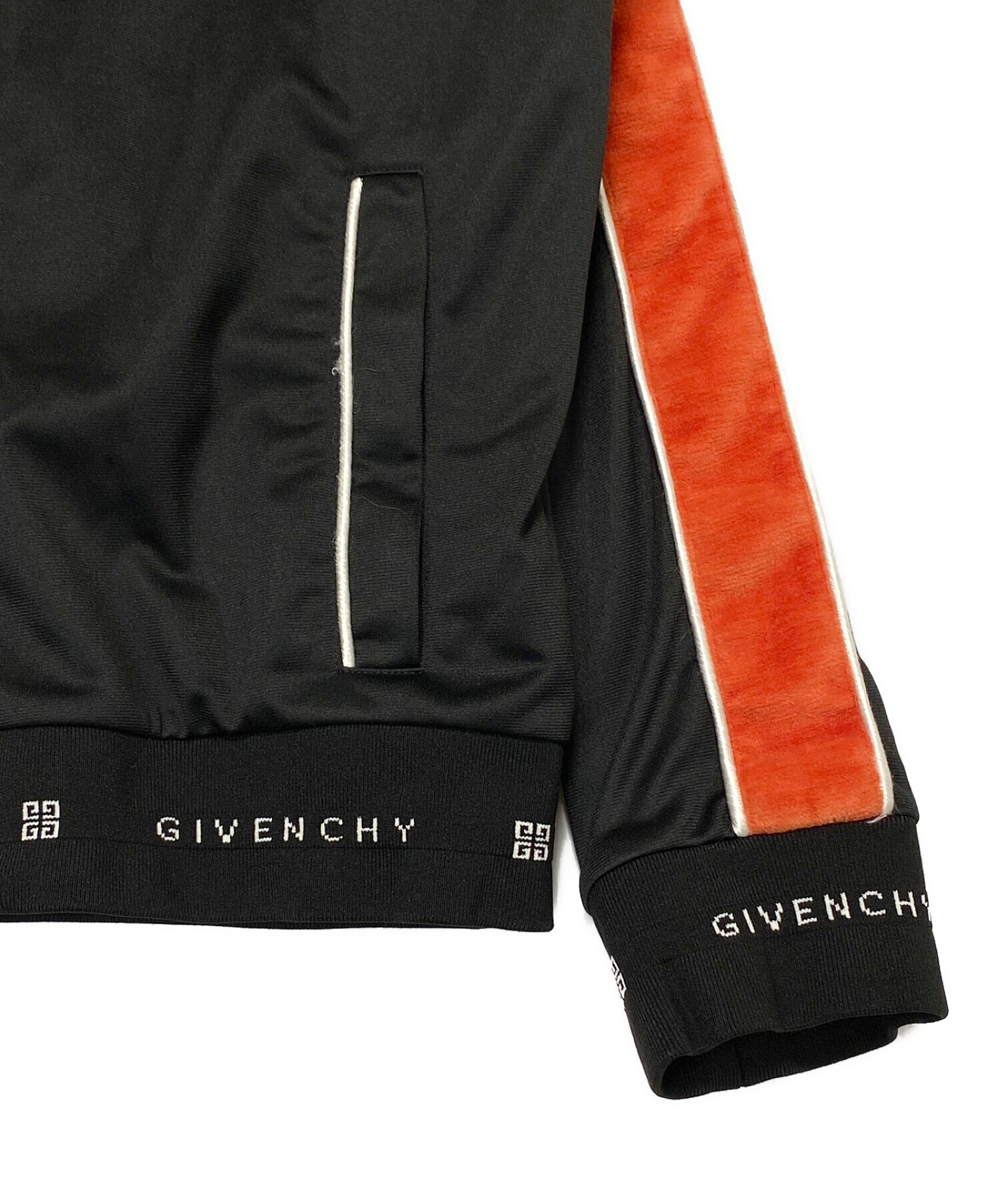 GIVENCHY (ジバンシィ) ベロアライントラックジャケット ブラック×オレンジ サイズ:XL