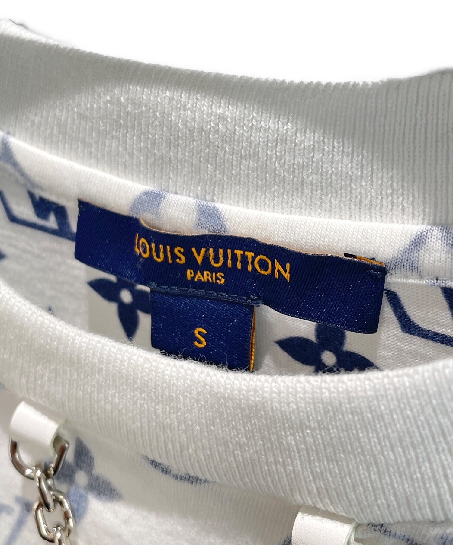 LOUIS VUITTON (ルイ ヴィトン) モノグラムTシャツ ホワイト×ブルー サイズ:S