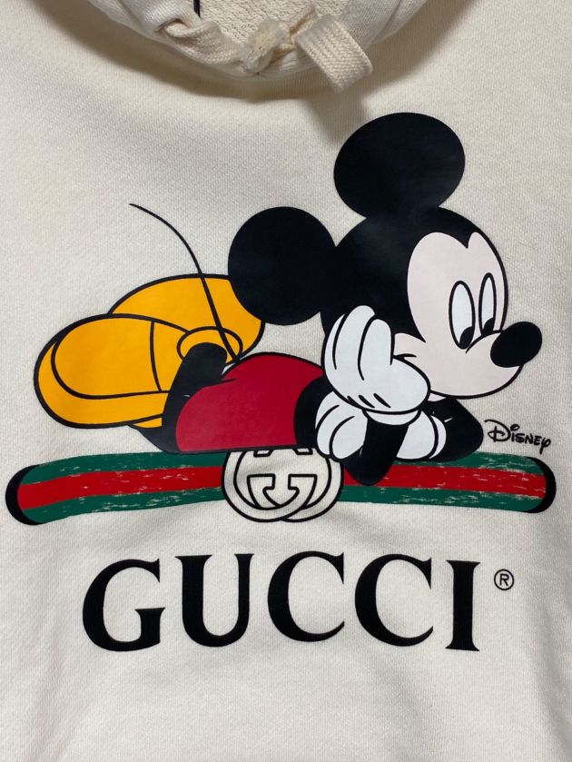 GUCCI (グッチ) DISNEY (ディズニー) ミッキープリントプルオーバーパーカー アイボリー サイズ:M