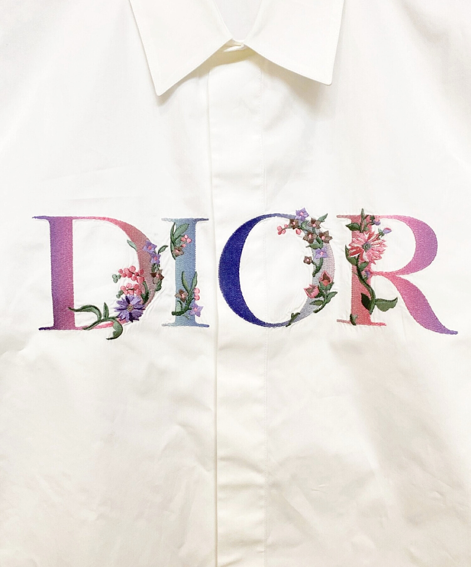 中古・古着通販】Dior (ディオール) 花柄刺繍ロゴシャツ ホワイト サイズ:43｜ブランド・古着通販 トレファク公式【TREFAC  FASHION】スマホサイト