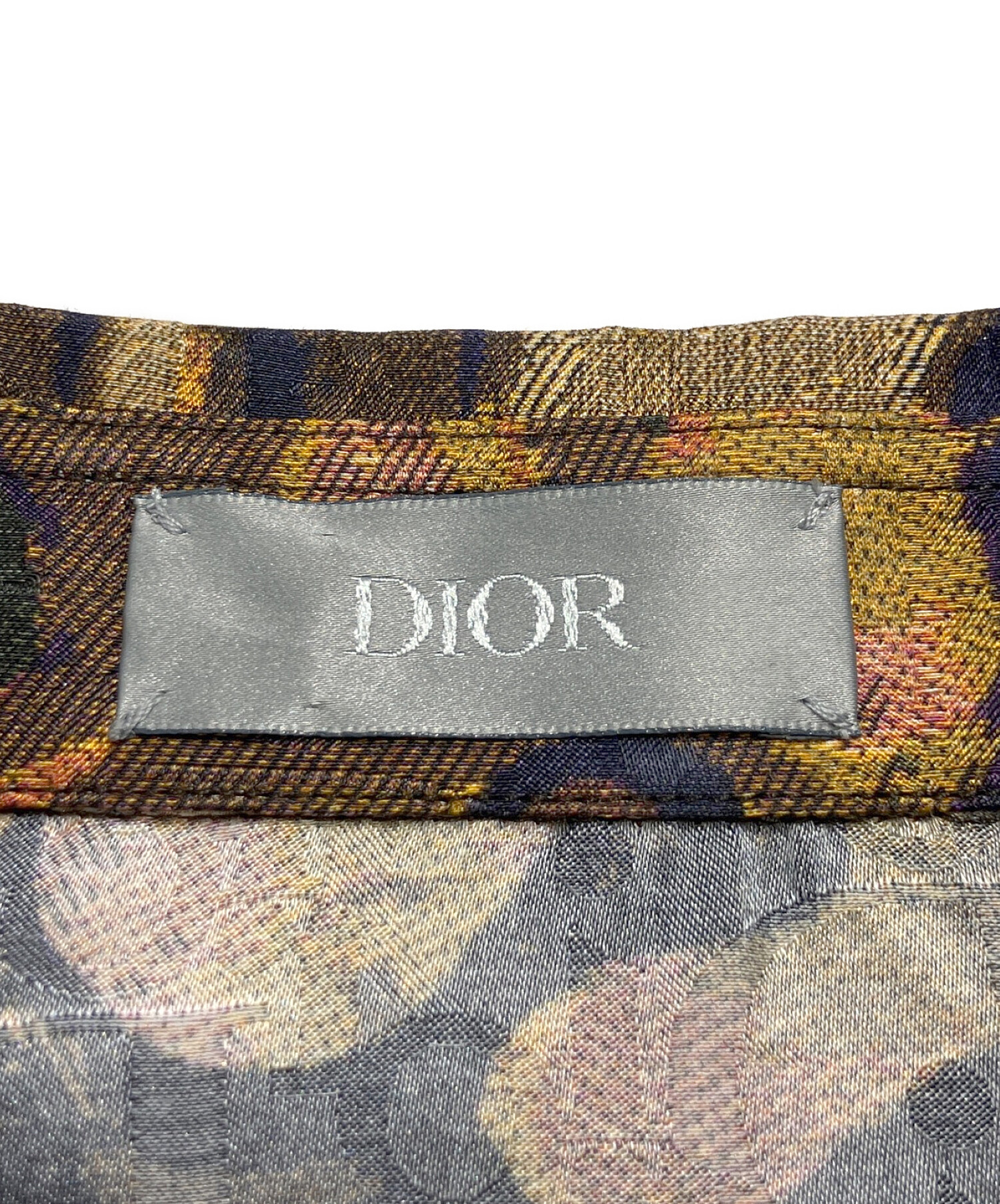 DIOR HOMME (ディオール オム) PETER DOIG (ピーター ドイグ) カモフラージュジャガード半袖シルクシャツ マルチカラー  サイズ:37