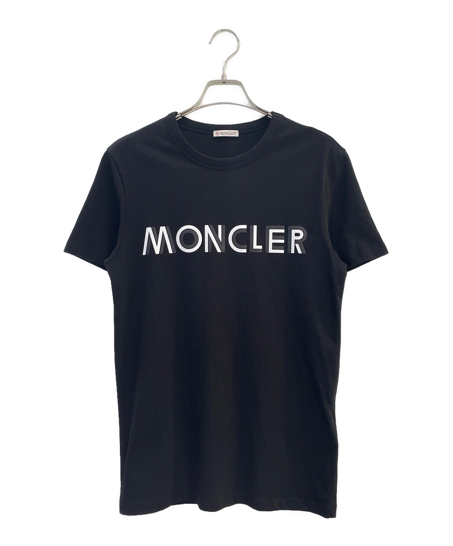 MONCLER (モンクレール) ロゴプリントTシャツ ブラック×ホワイト サイズ:XS