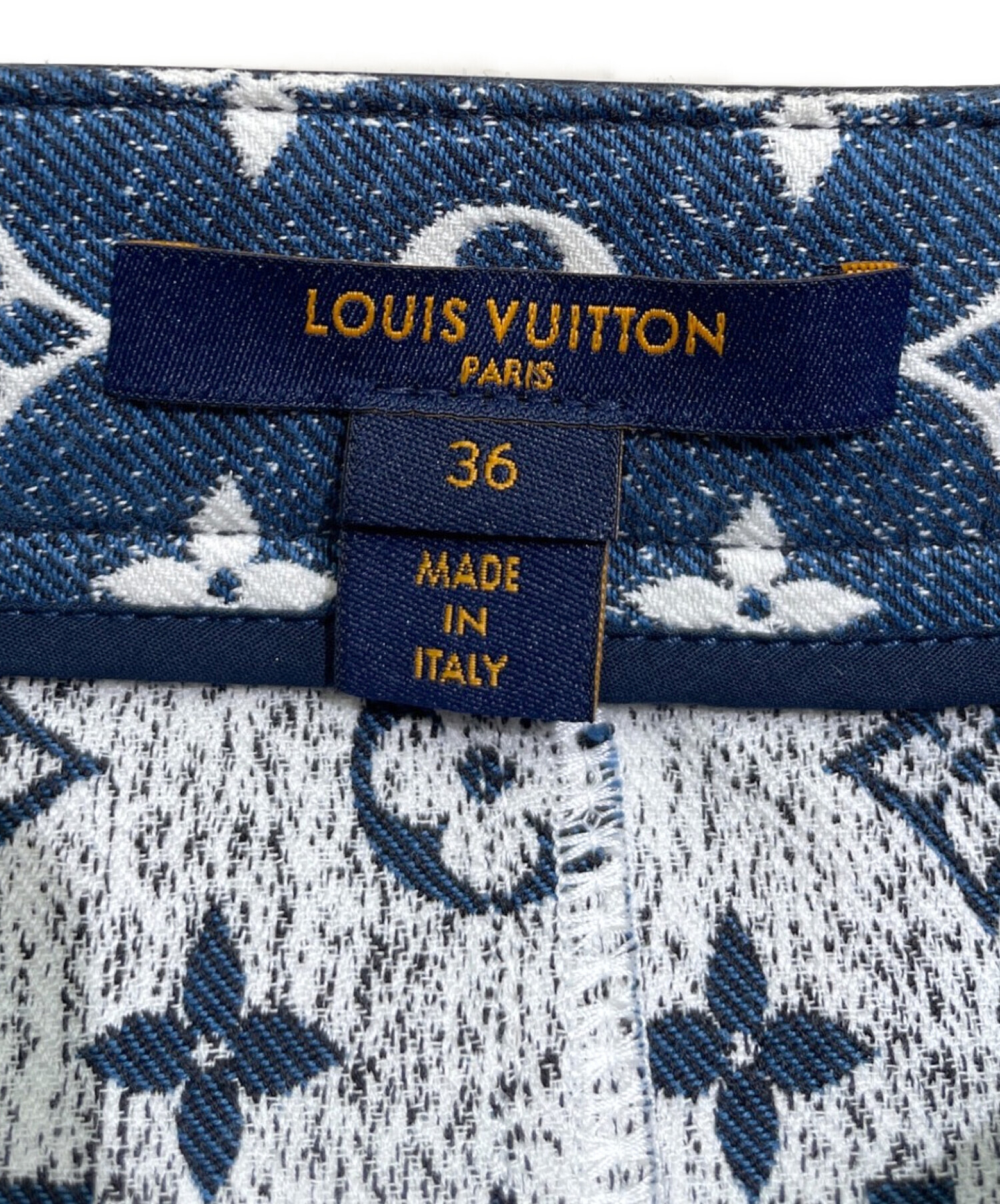 LOUIS VUITTON (ルイ ヴィトン) モノグラムデニムミニスカート ブルー サイズ:36