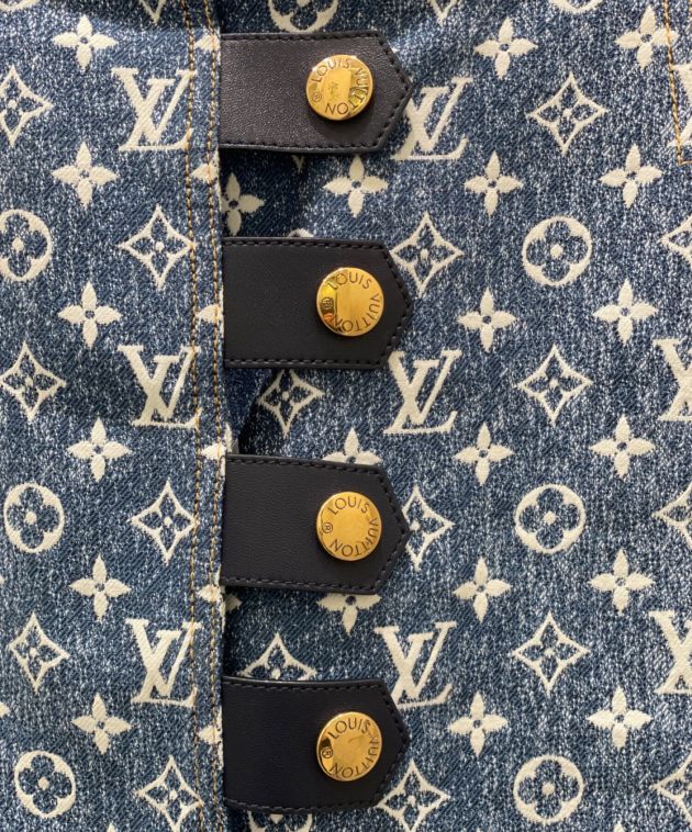 LOUIS VUITTON (ルイ ヴィトン) モノグラムデニムミニスカート ブルー サイズ:36