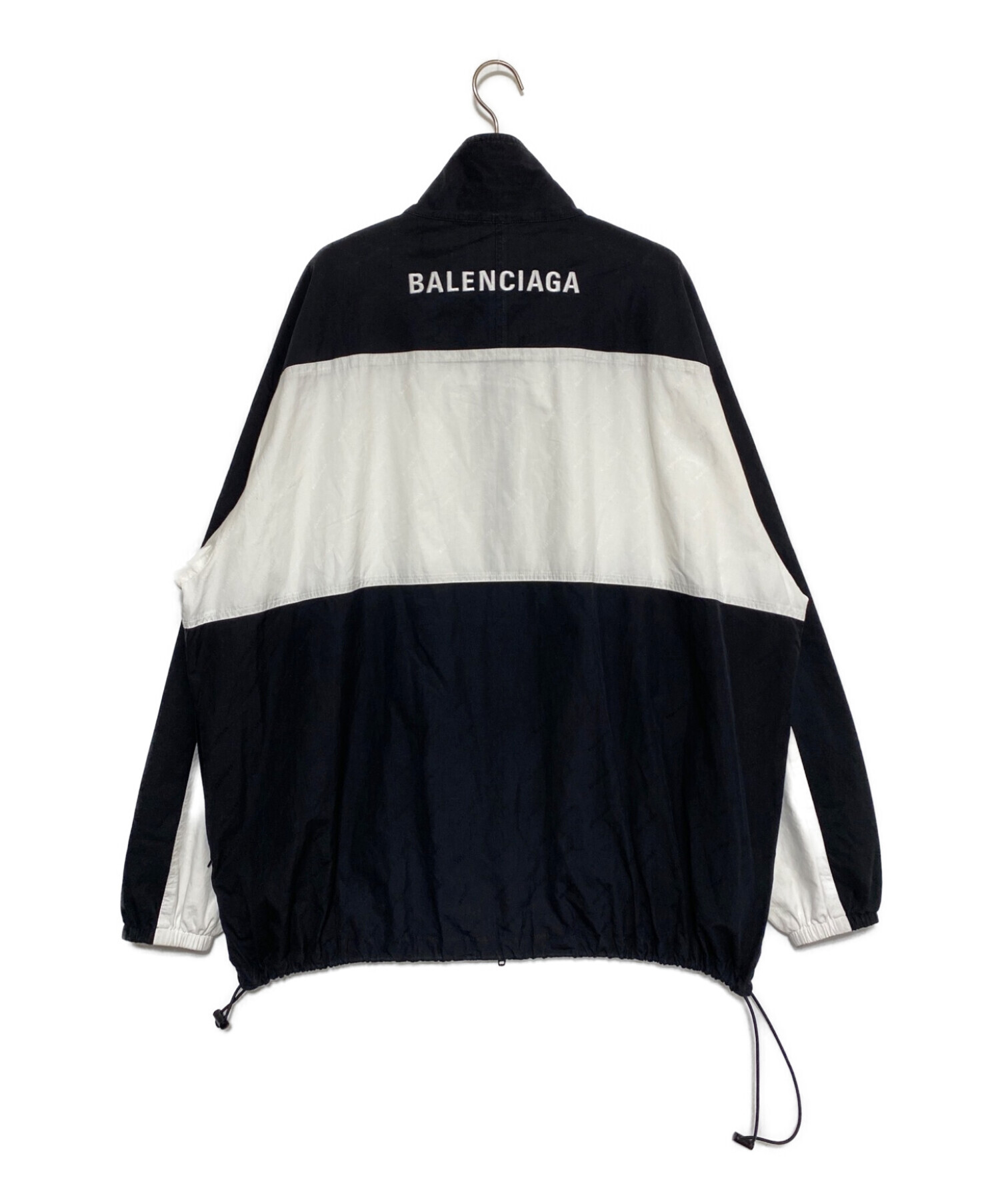 BALENCIAGA (バレンシアガ) ロゴプリントトラックジャケット ブラック×ホワイト サイズ:44