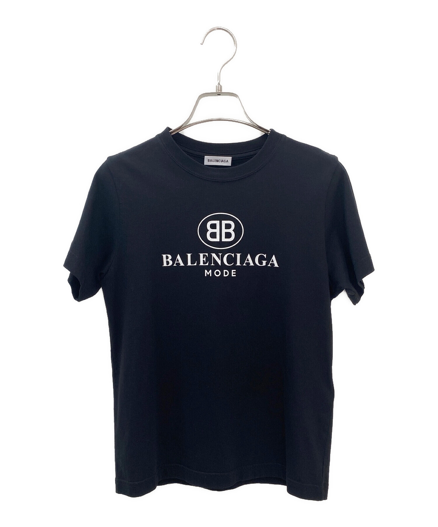 【値札】バレンシアガ ロゴプリントTシャツ ブラック Mサイズ Tシャツ/カットソー(半袖/袖なし)