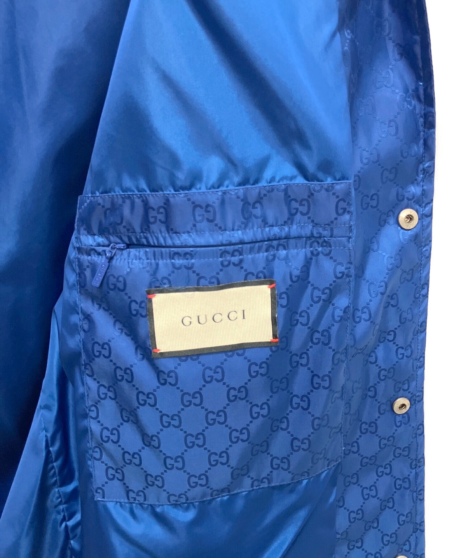 GUCCI (グッチ) GG JACQUARD NYLON JACKET ブルー サイズ:52