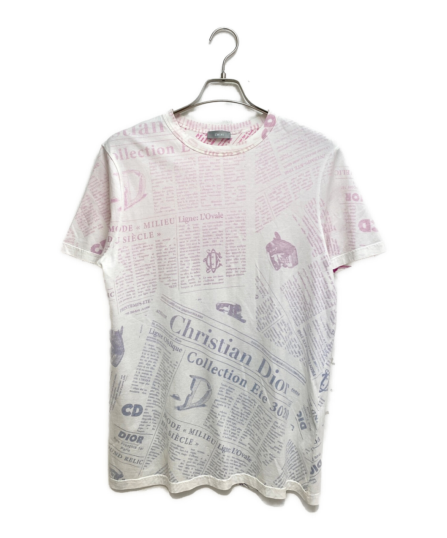 Dior (ディオール) ニュースペーパーTシャツ ライトピンク サイズ:XS