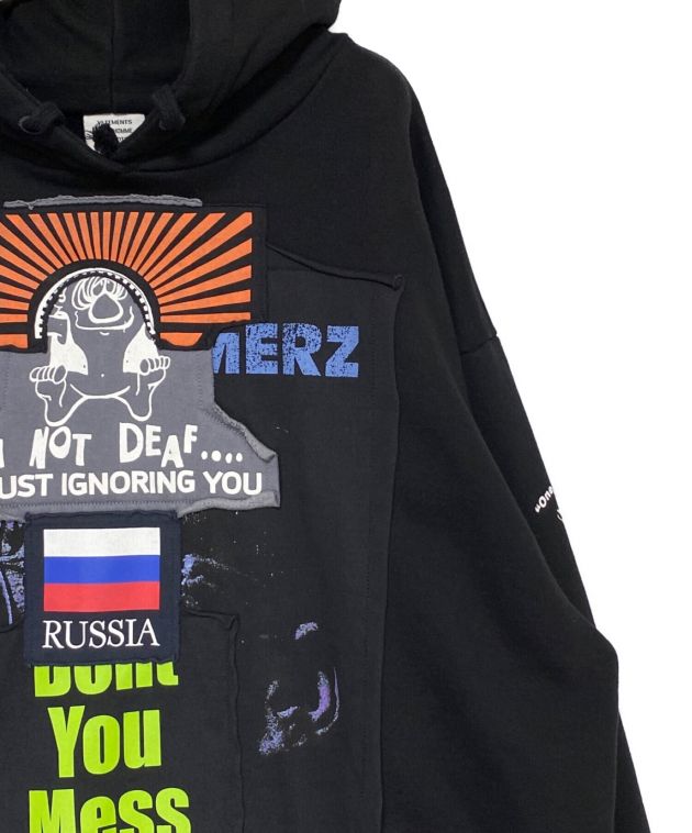 中古・古着通販】VETEMENTS (ヴェトモン) パッチプリントパーカー ブラック サイズ:L｜ブランド・古着通販 トレファク公式【TREFAC  FASHION】スマホサイト