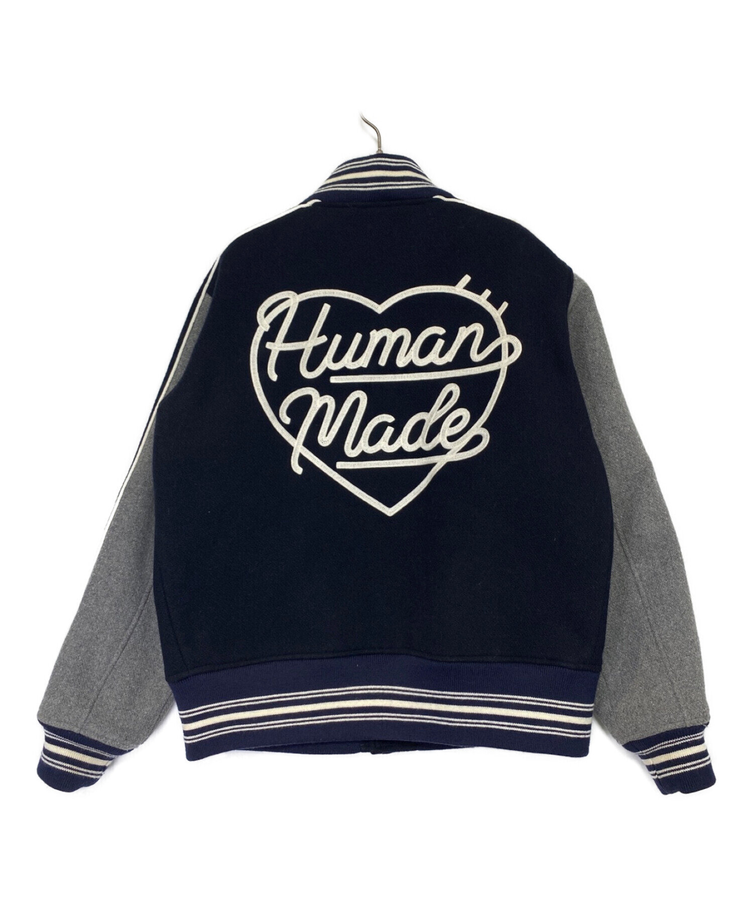 中古・古着通販】HUMAN MADE (ヒューマンメイド) バーシティジャケット ネイビー×グレー サイズ:L｜ブランド・古着通販  トレファク公式【TREFAC FASHION】スマホサイト