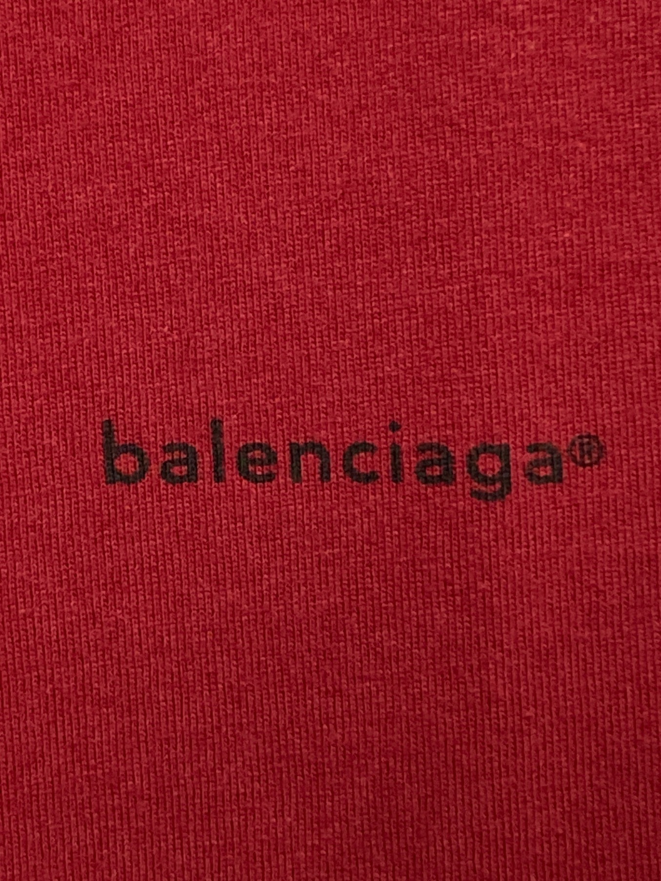 BALENCIAGA (バレンシアガ) ワンポイントロゴTシャツ レッド サイズ:XXS