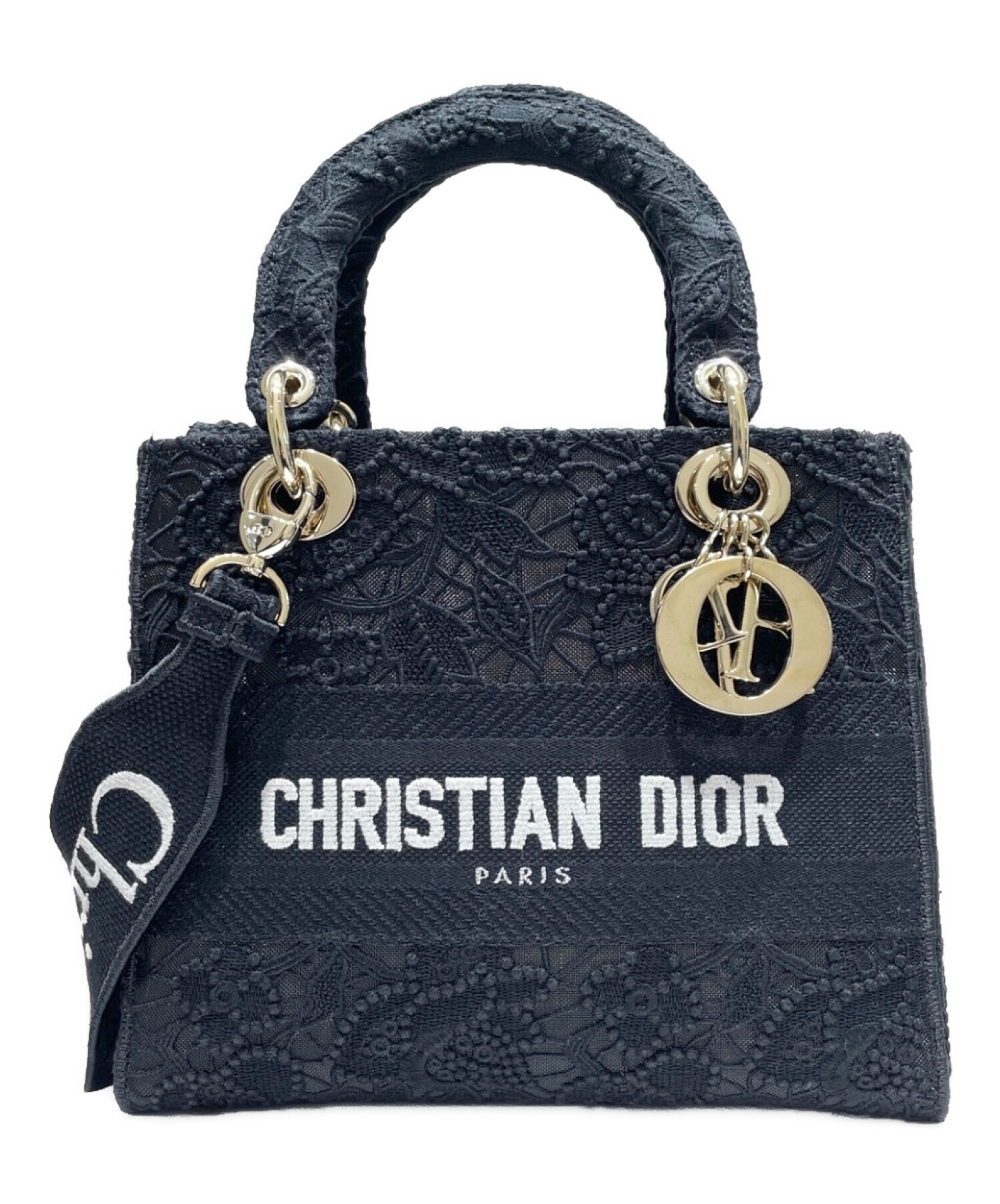 Christian Dior (クリスチャン ディオール) Lady D-Lite バッグ ミディアム ブラック サイズ:ミディアム