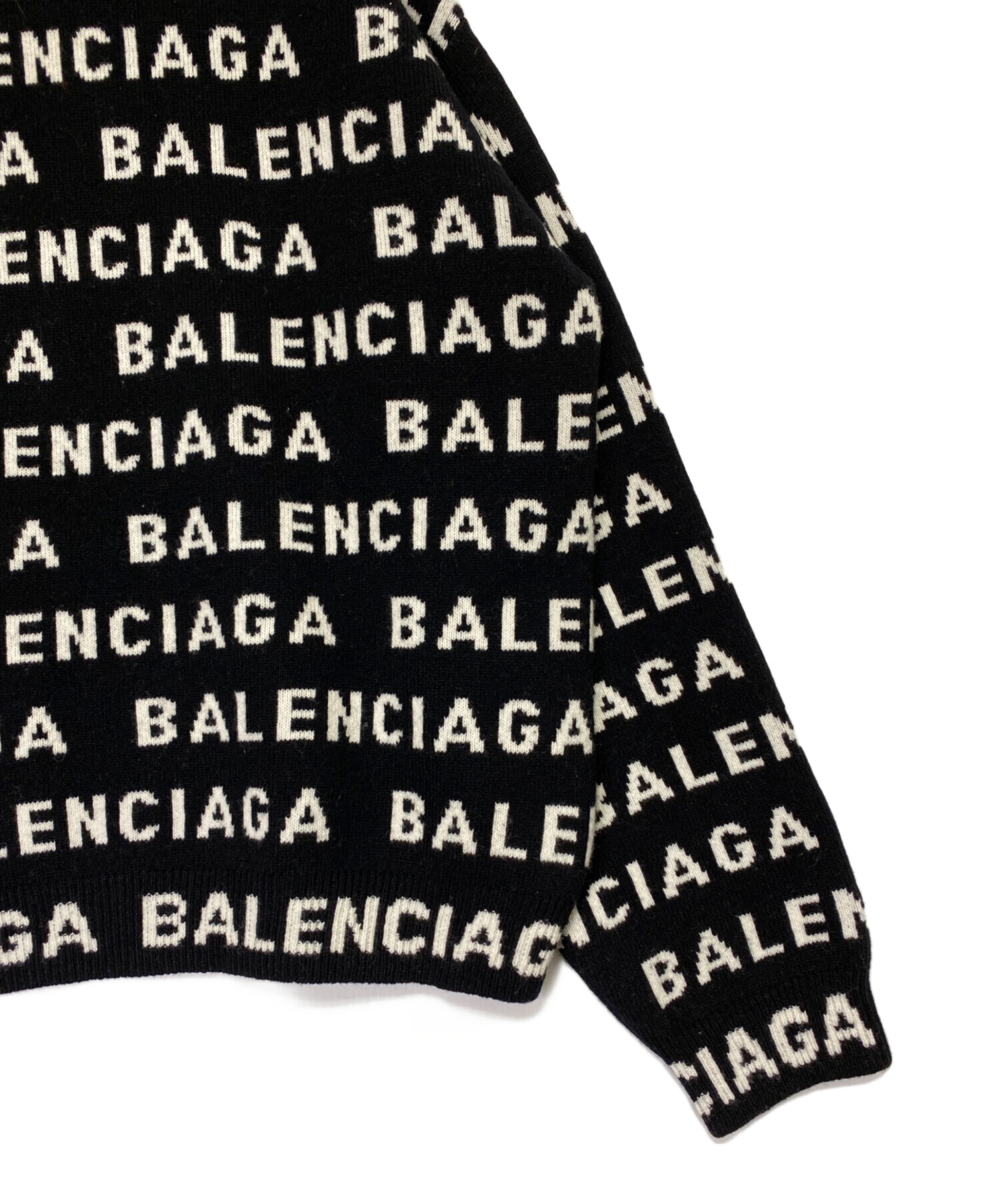 中古・古着通販】BALENCIAGA (バレンシアガ) ロゴジャガードクルーネックニット ブラック サイズ:L｜ブランド・古着通販  トレファク公式【TREFAC FASHION】スマホサイト