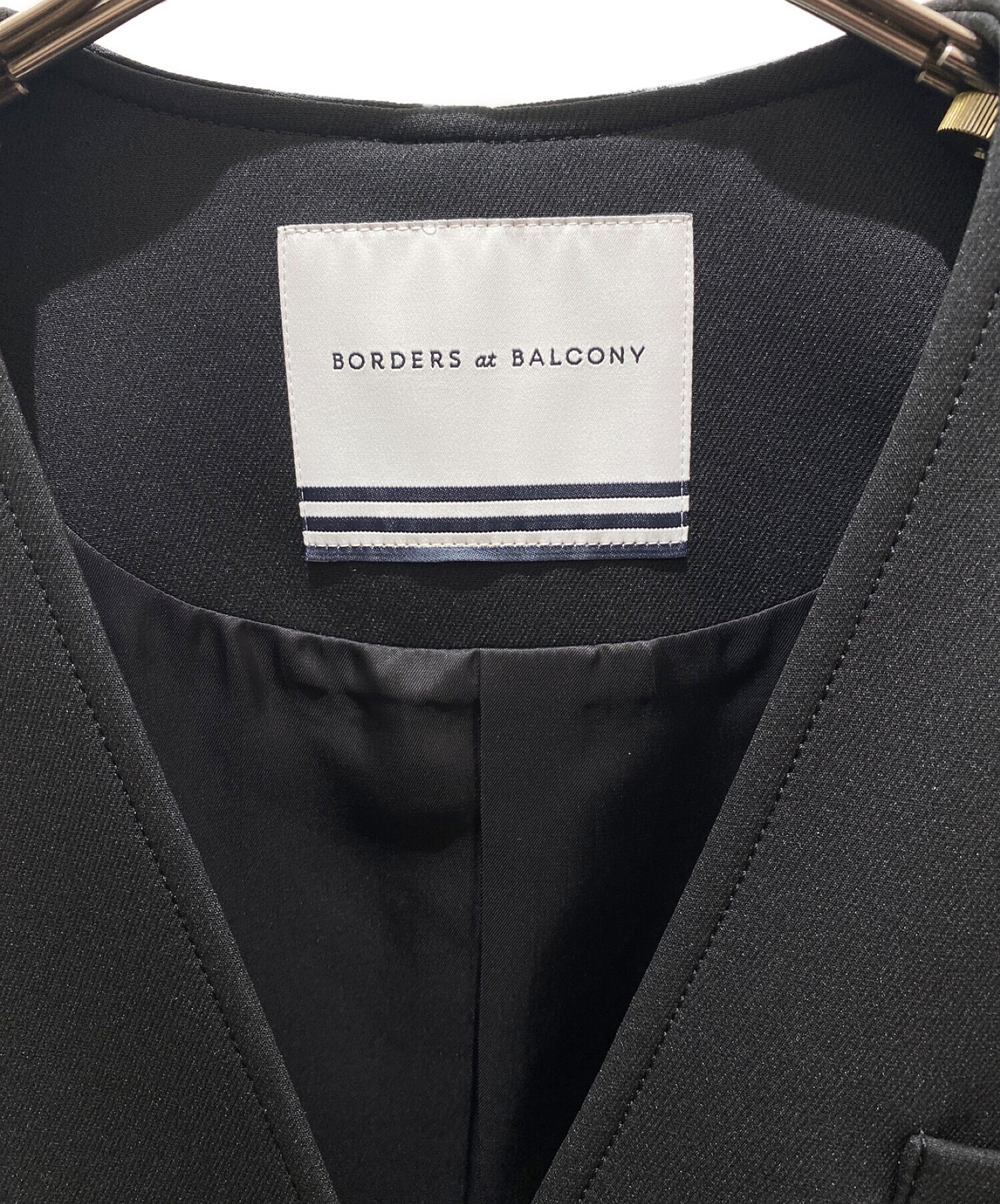 BORDERS at BALCONY (ボーダーズアットバルコニー) 袖フリルダブルジャケット ブラック サイズ:38