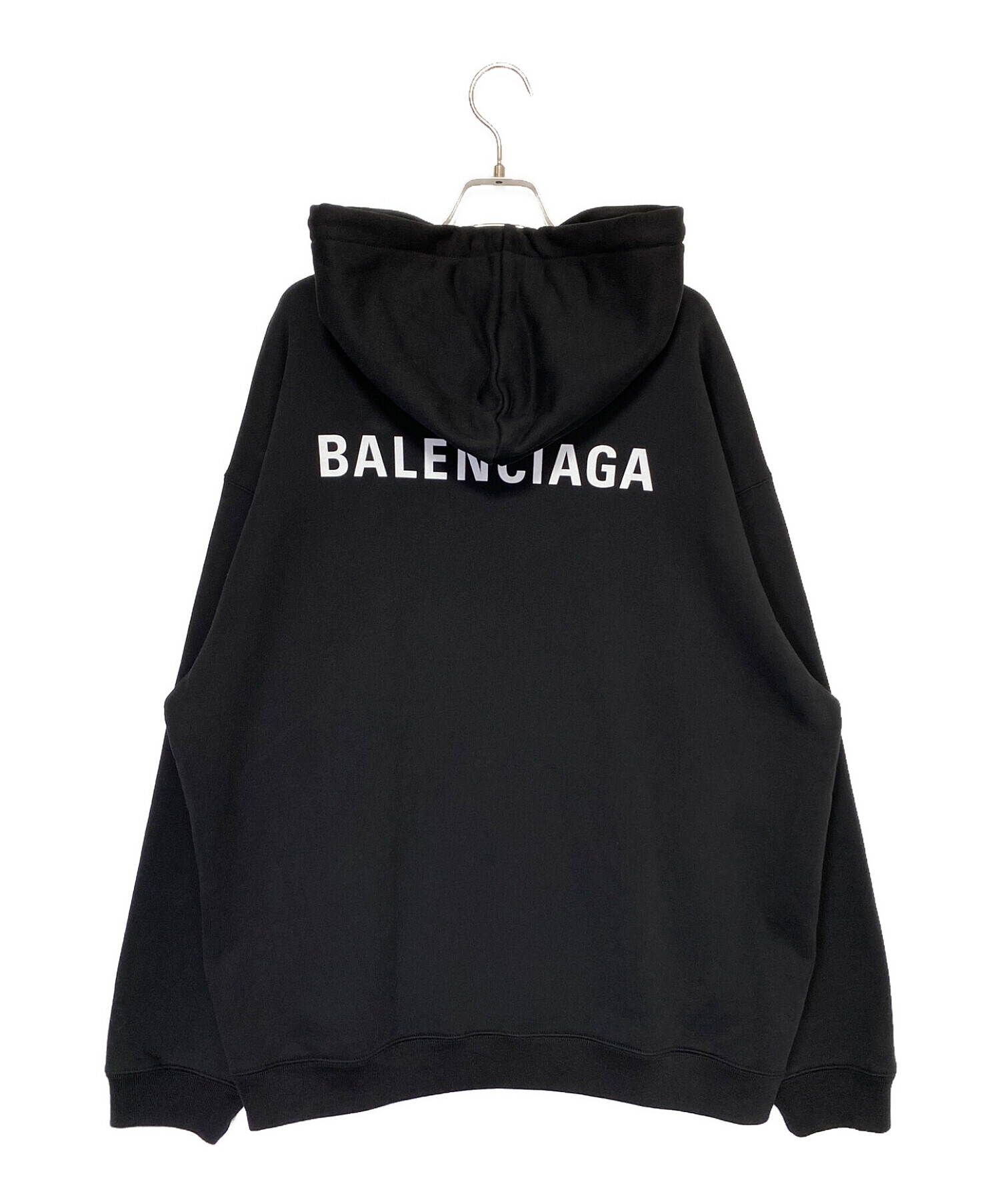 BALENCIAGA (バレンシアガ) バックロゴプリントパーカー ブラック サイズ:L