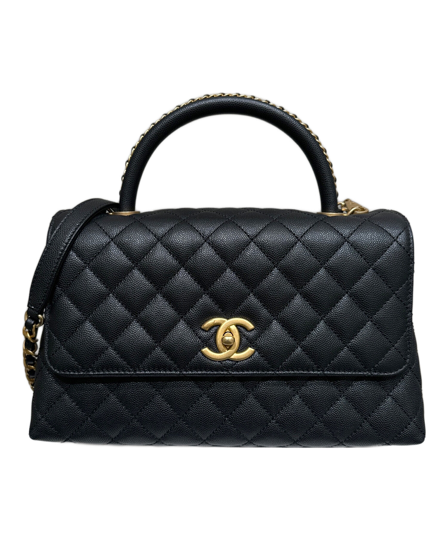 中古・古着通販】CHANEL (シャネル) ココハンドルチェーンショルダーバッグ ブラック｜ブランド・古着通販 トレファク公式【TREFAC  FASHION】スマホサイト