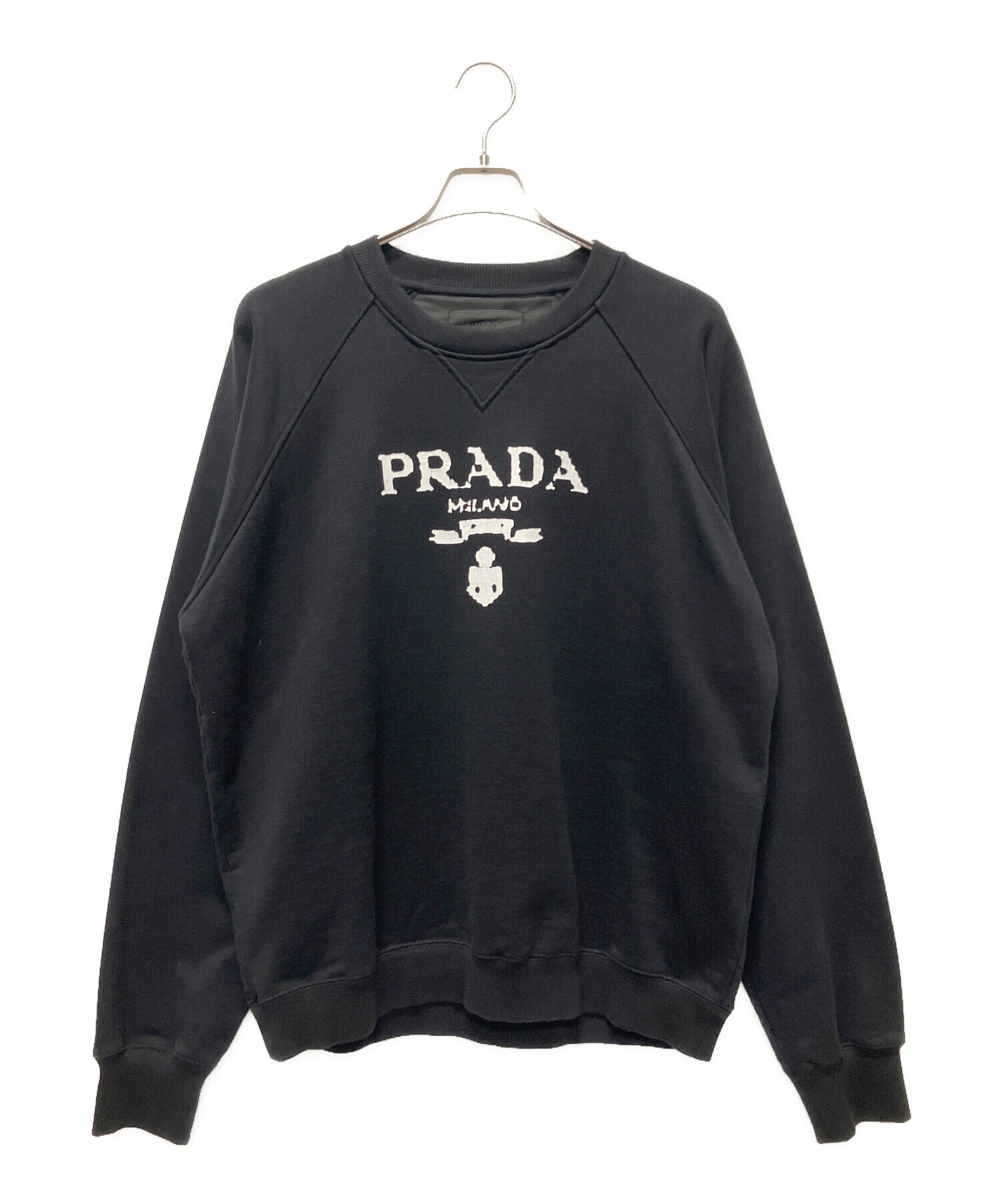 中古・古着通販】PRADA (プラダ) フロントロゴクルーネックスウェット ブラック サイズ:M｜ブランド・古着通販 トレファク公式【TREFAC  FASHION】スマホサイト