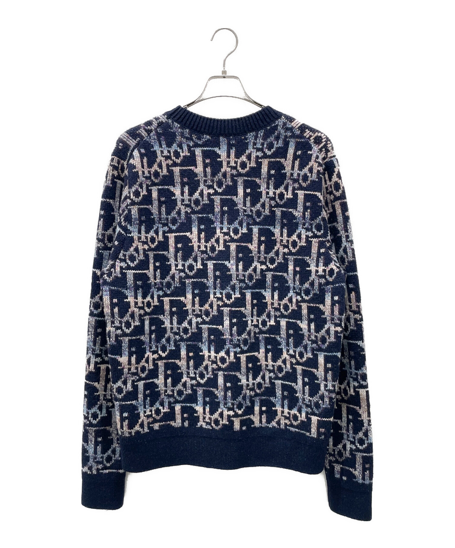 Dior (ディオール) DIOR Oblique Wool Jacquard Sweater/オブリークウールジャガードセーター ネイビー サイズ:Ｍ