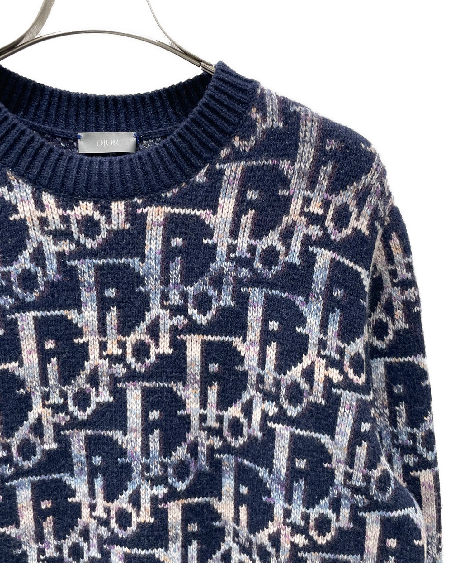 Dior (ディオール) DIOR Oblique Wool Jacquard Sweater/オブリークウールジャガードセーター ネイビー サイズ:Ｍ