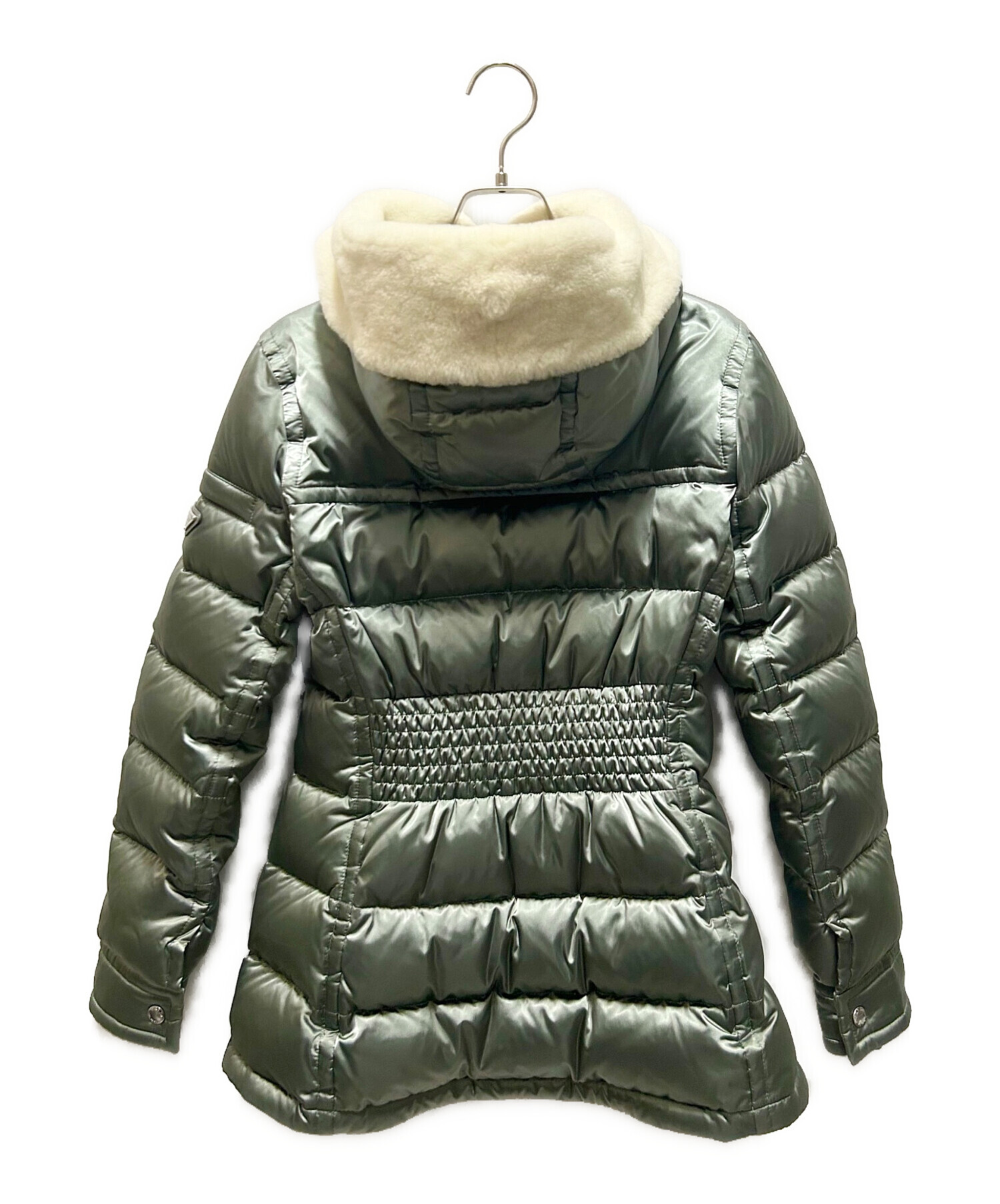 PRADA (プラダ) Fur hood down jacket ファーフード ダウンジャケット セージグリーン サイズ:38