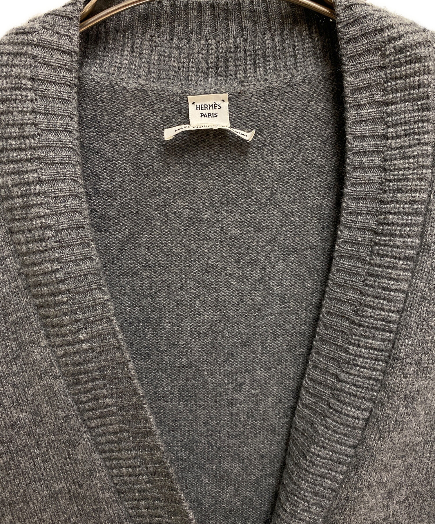 中古・古着通販】HERMES (エルメス) CASHMERE LONG CARDIGAN（カシミヤロングカーディガン） グレー  サイズ:34｜ブランド・古着通販 トレファク公式【TREFAC FASHION】スマホサイト