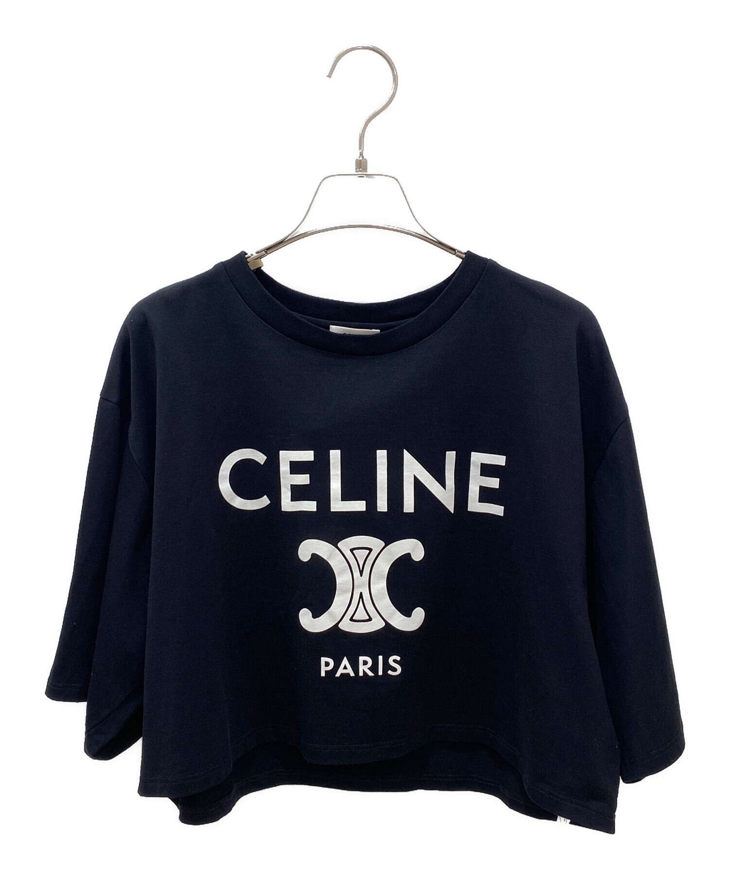 中古・古着通販】CELINE (セリーヌ) クロップドトリオンフTシャツ ブラック サイズ:M｜ブランド・古着通販 トレファク公式【TREFAC  FASHION】スマホサイト