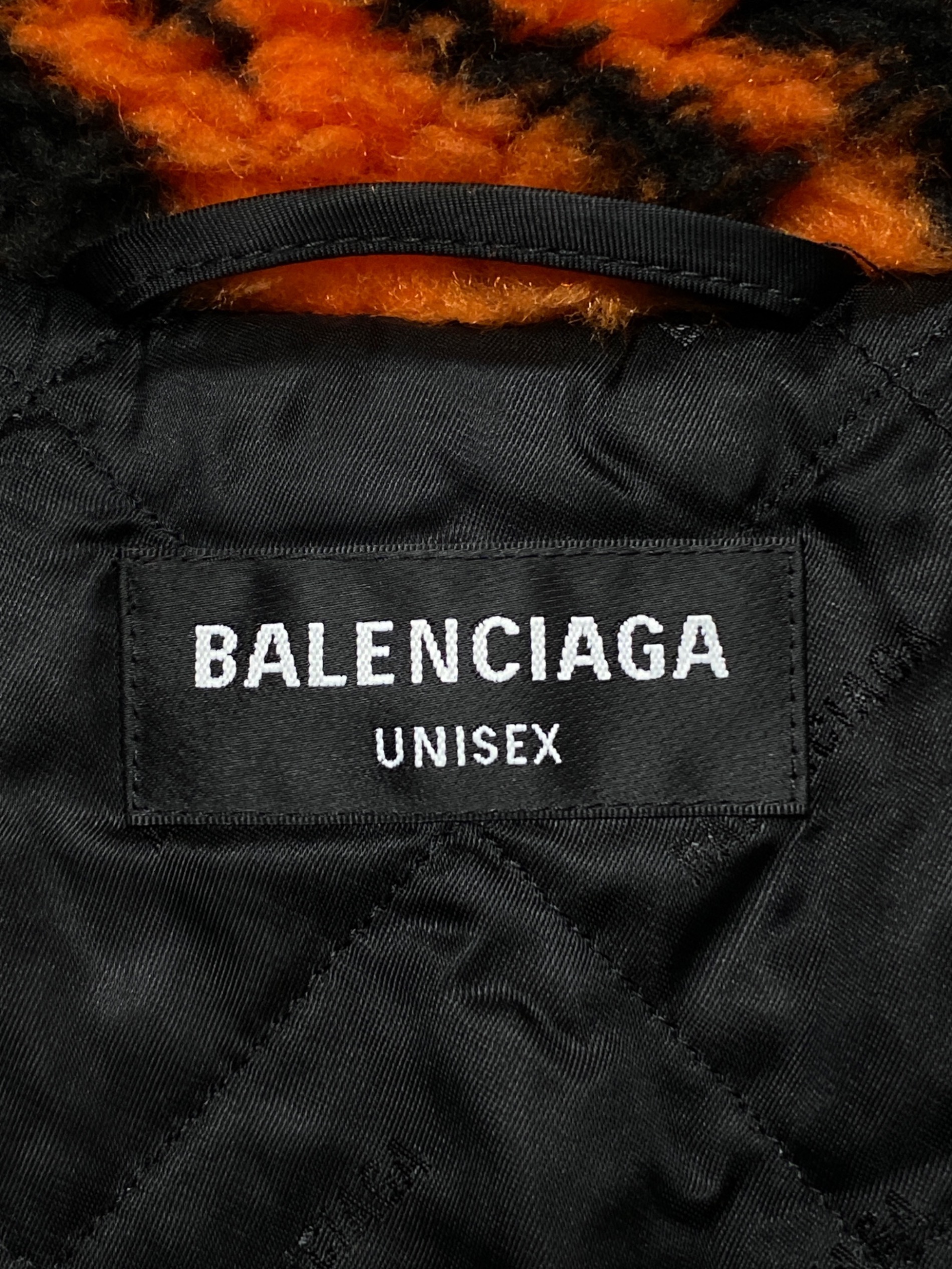 BALENCIAGA (バレンシアガ) ボアジャケット オレンジ×ブラック サイズ:46