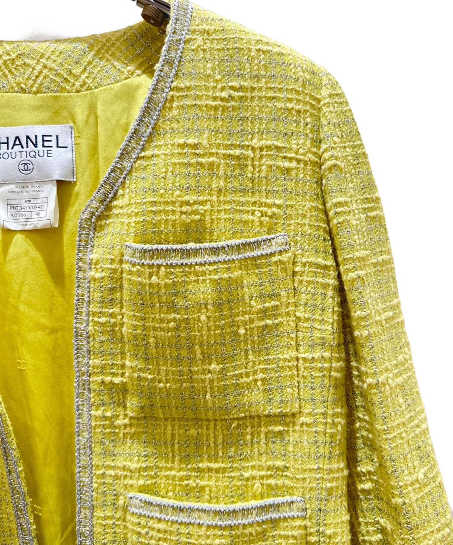 中古・古着通販】CHANEL (シャネル) ツイードジャケット イエロー サイズ:40｜ブランド・古着通販 トレファク公式【TREFAC  FASHION】スマホサイト