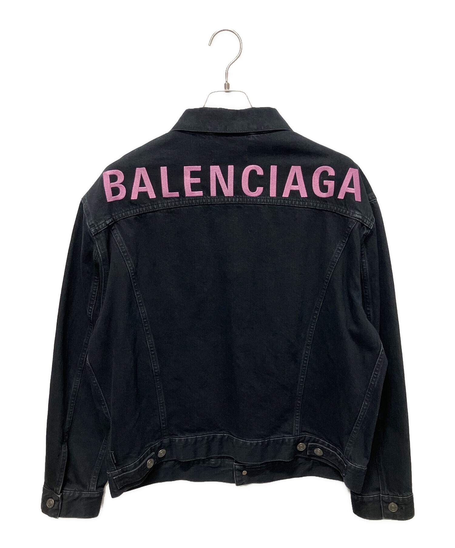 BALENCIAGA (バレンシアガ) バックロゴ デニムジャケット ブラック サイズ:34