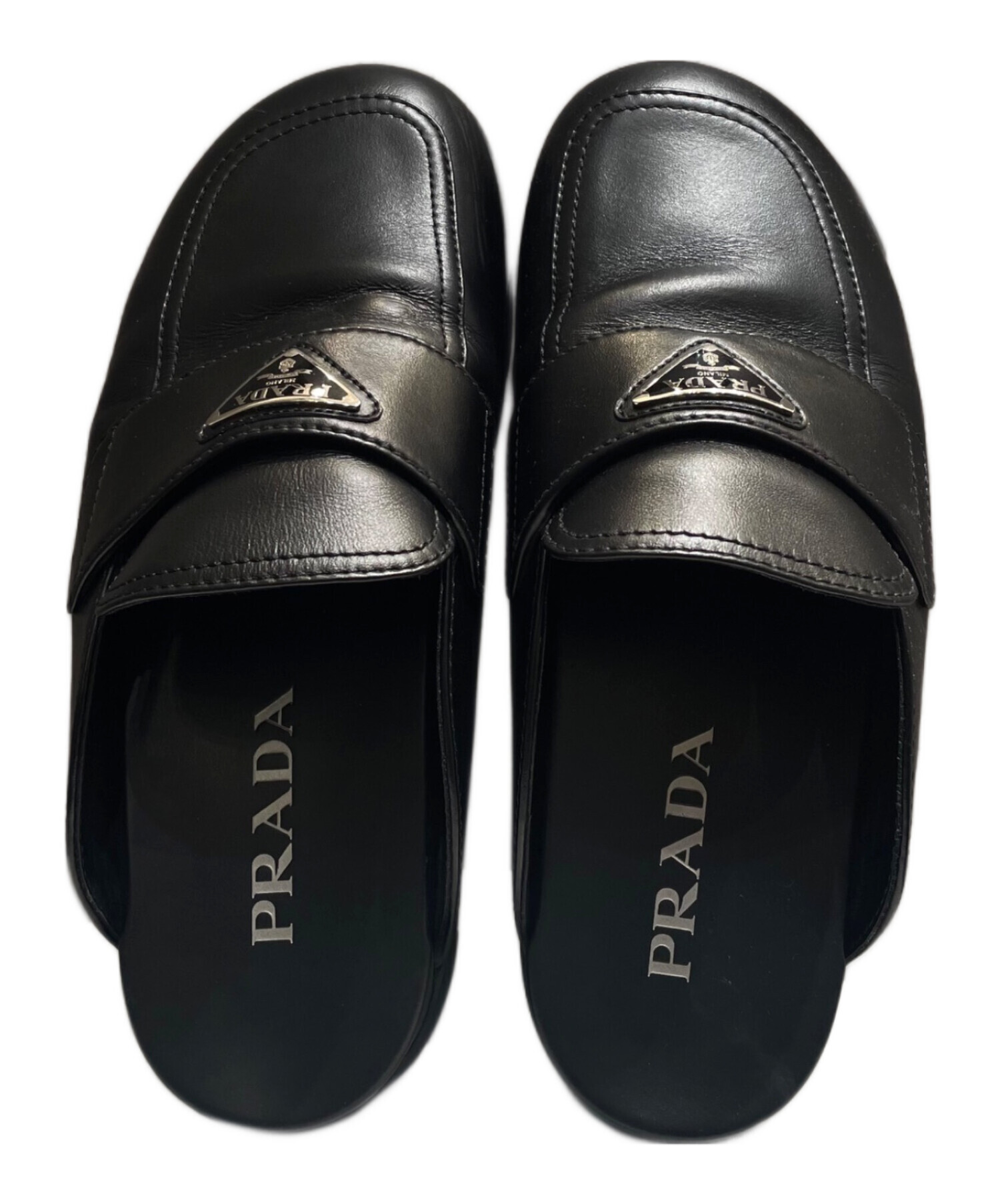 中古・古着通販】PRADA (プラダ) レザーミュールサンダル ブラック サイズ:8 1/2｜ブランド・古着通販 トレファク公式【TREFAC  FASHION】スマホサイト