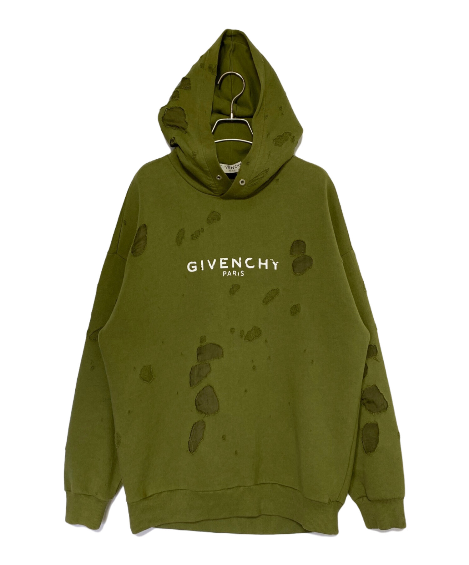 GIVENCHY (ジバンシィ) デストロイ加工パーカー オリーブ サイズ:S