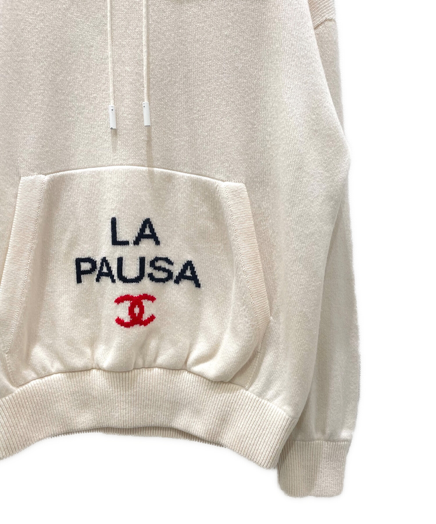 CHANEL (シャネル) ココマーク LA PAUSA カシミヤ ニット パーカー アイボリー サイズ:46