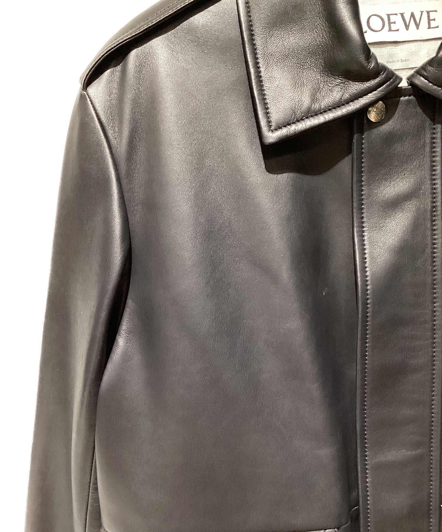 LOEWE (ロエベ) A2-TYPE Leather Jacket（A2タイプレザージャケット） ブラック サイズ:44