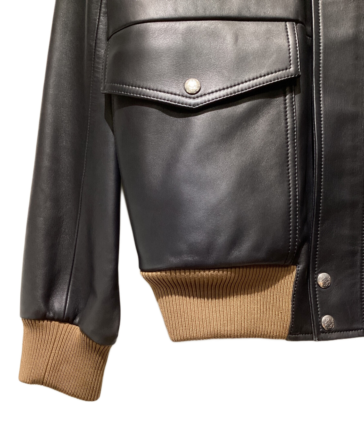 LOEWE (ロエベ) A2-TYPE Leather Jacket（A2タイプレザージャケット） ブラック サイズ:44