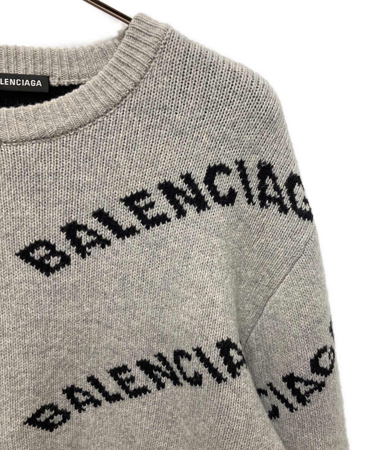 中古・古着通販】BALENCIAGA (バレンシアガ) オールオーバーロゴニット グレー サイズ:XL｜ブランド・古着通販  トレファク公式【TREFAC FASHION】スマホサイト