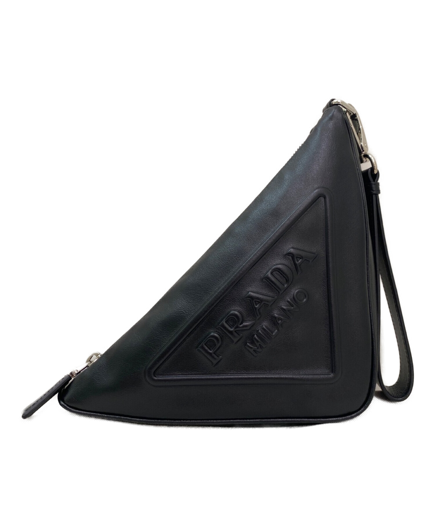 PRADA (プラダ) Leather Prada Triangle pouch ブラック サイズ:-