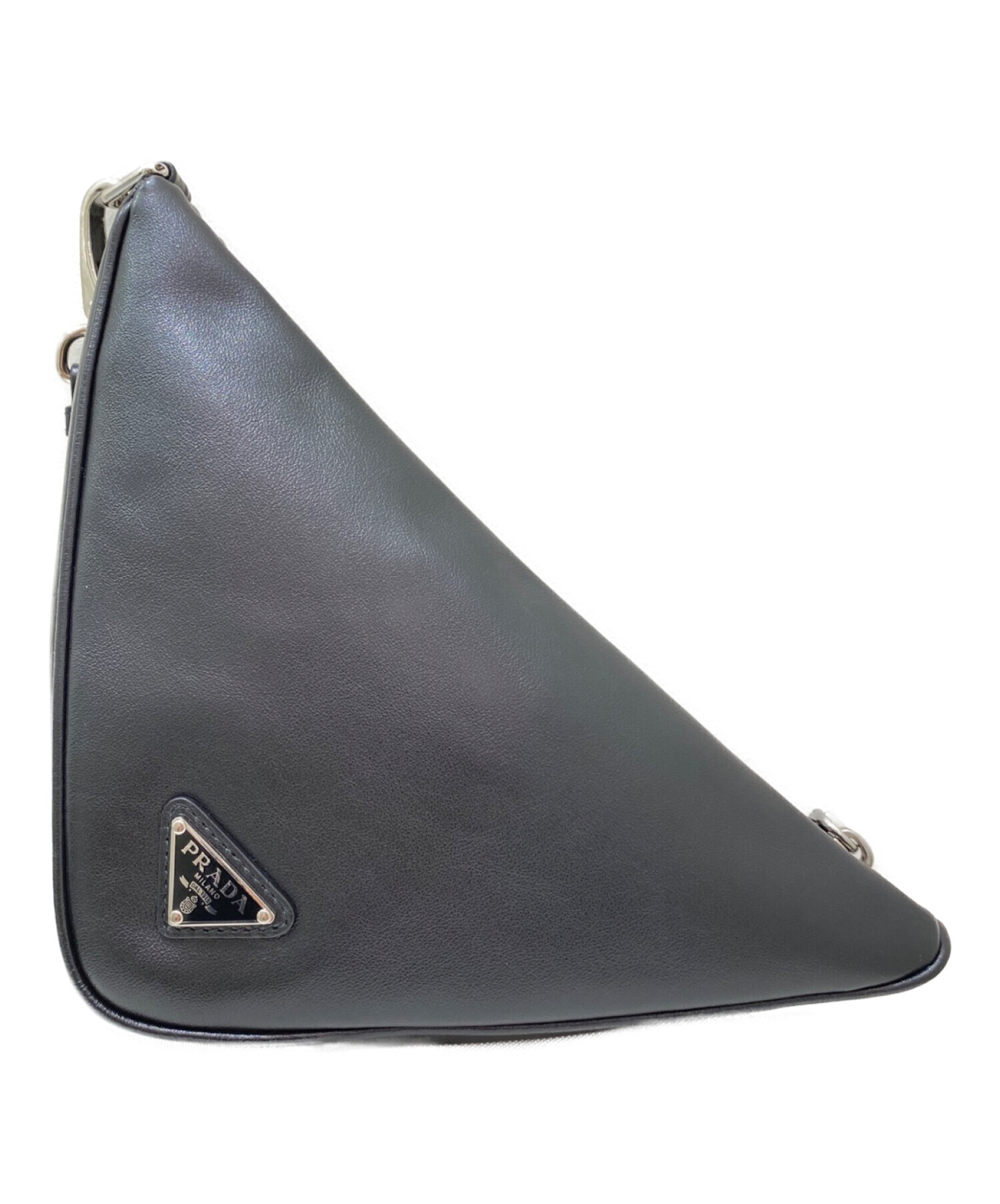 PRADA (プラダ) Leather Prada Triangle pouch ブラック サイズ:-