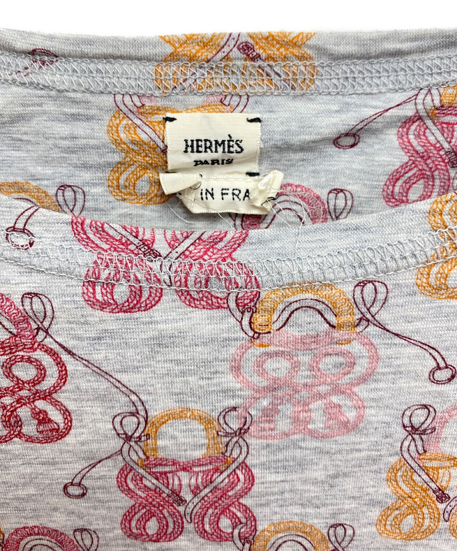 中古・古着通販】HERMES (エルメス) プリントTシャツ グレー サイズ:42