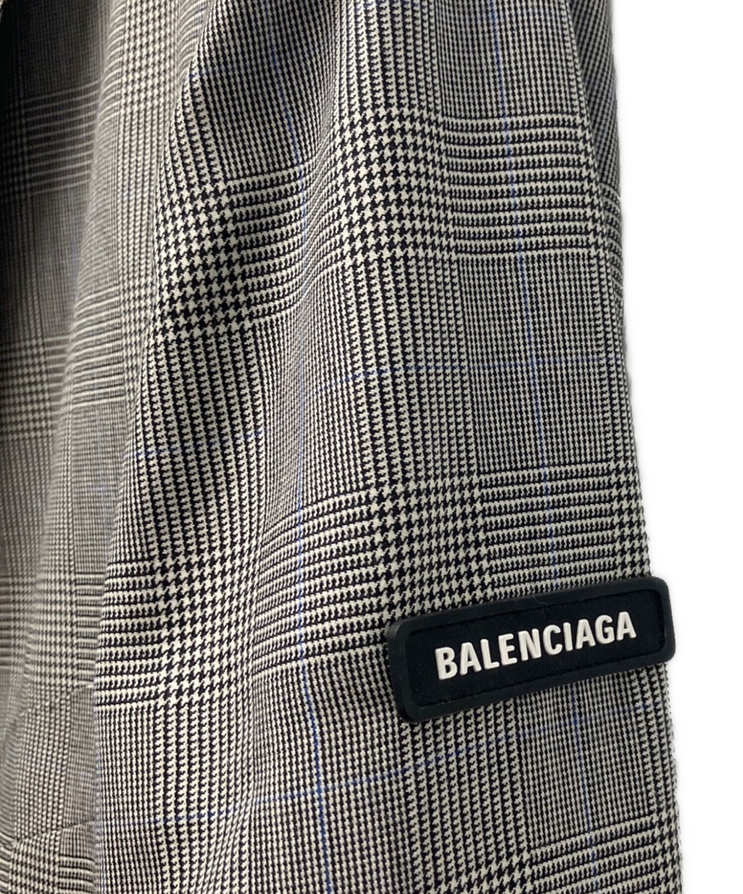 BALENCIAGA (バレンシアガ) オーバーサイズ チェック柄 テーラード ジャケット グレー サイズ:48 未使用品