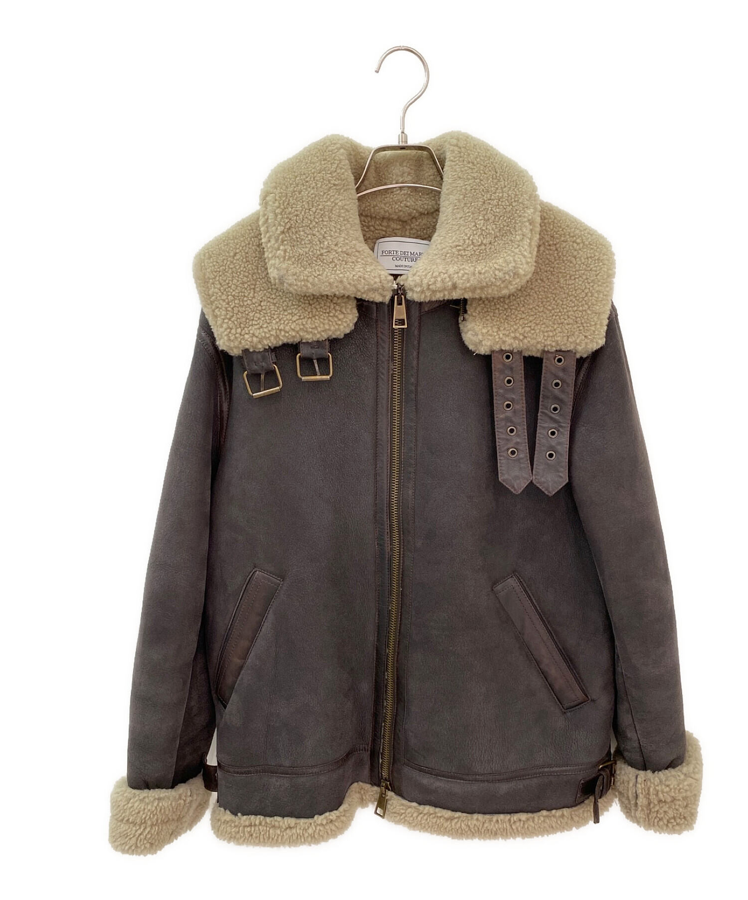 イタリア製 羊革ムートン オーバーサイズジャケットコート