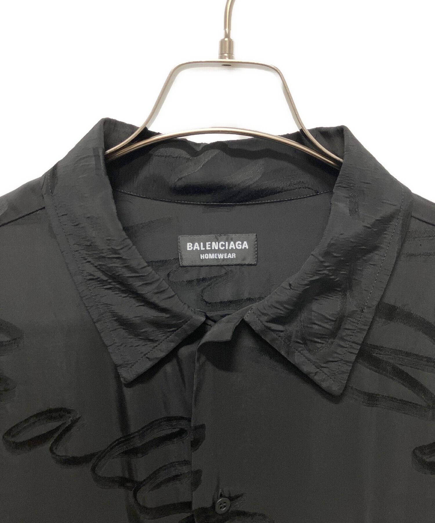 BALENCIAGA (バレンシアガ) ロゴワイド半袖シャツ ブラック サイズ:38