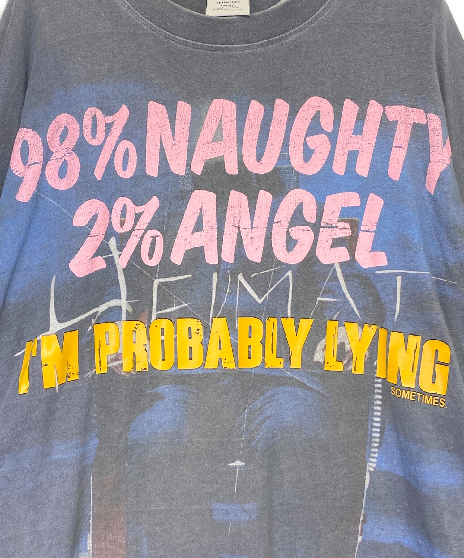 VETEMENTS (ヴェトモン) Demna's Favorite Naughty Angel L/S Tee グレー×ホワイト サイズ:L