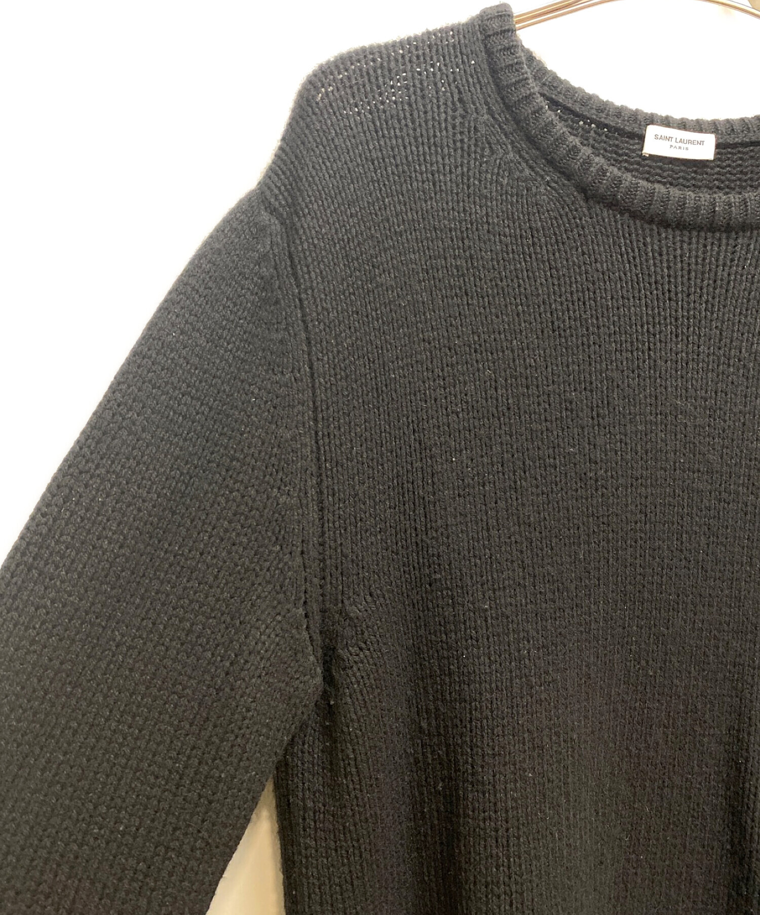 中古・古着通販】Saint Laurent Paris (サンローランパリ) クルーネックカシミヤセーター ブラック サイズ:XL｜ブランド・古着通販  トレファク公式【TREFAC FASHION】スマホサイト