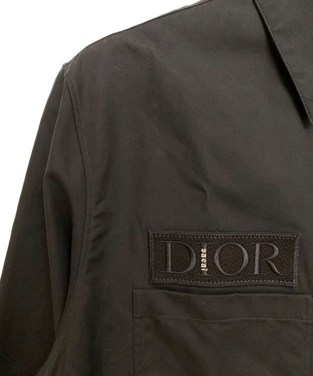 Dior (ディオール) sacai (サカイ) ロゴ刺繍オーバーサイズシャツ ブラック サイズ:41