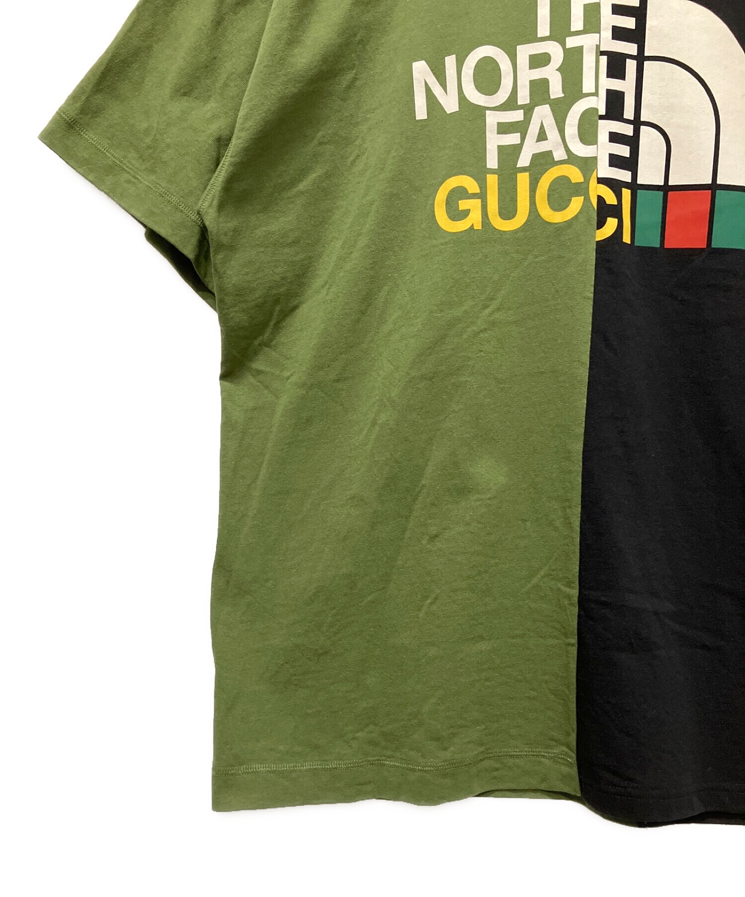GUCCI (グッチ) THE NORTH FACE (ザ ノース フェイス) コラボバイカラーTシャツ グリーン×ブラック サイズ:XL