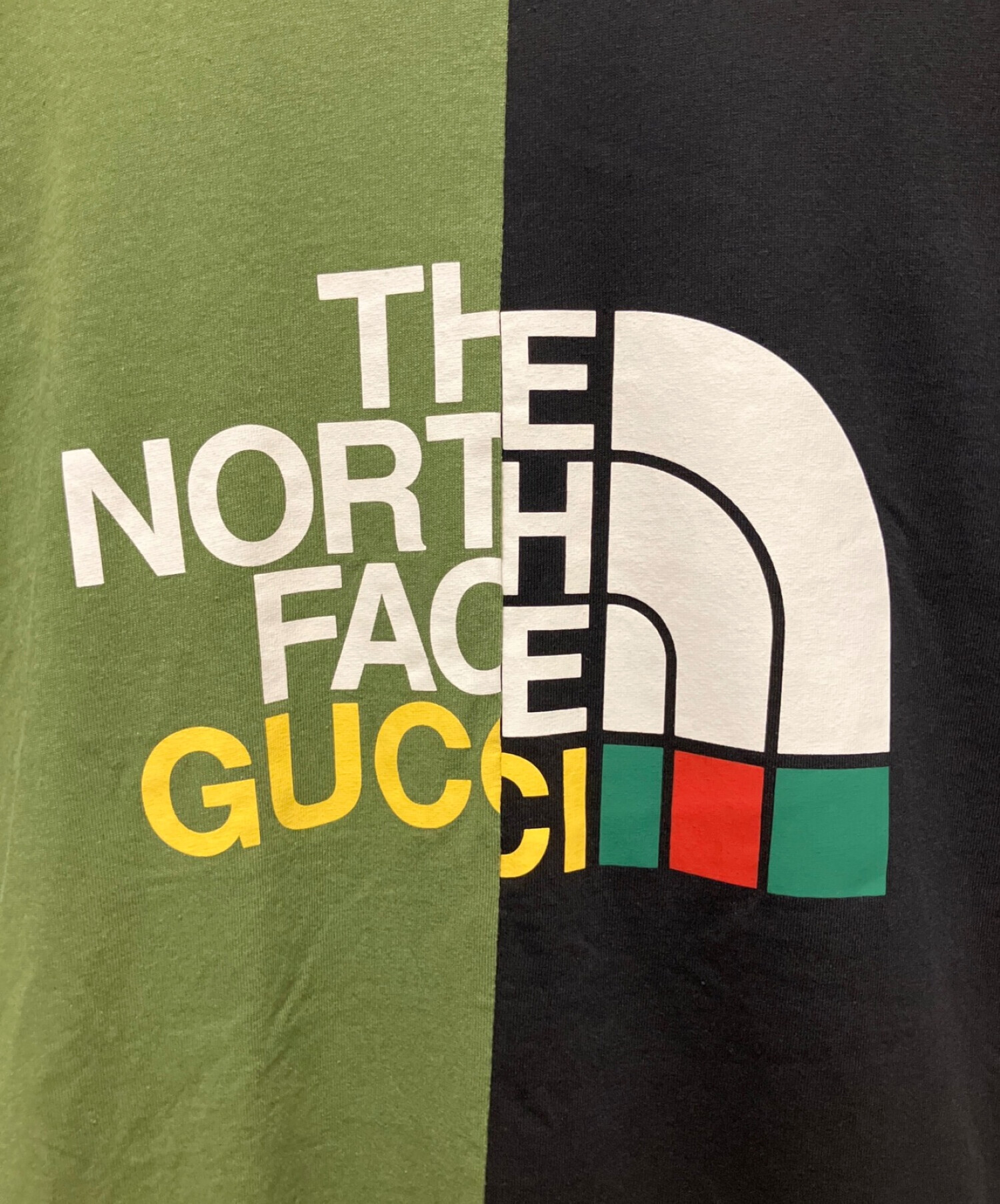 GUCCI (グッチ) THE NORTH FACE (ザ ノース フェイス) コラボバイカラーTシャツ グリーン×ブラック サイズ:XL