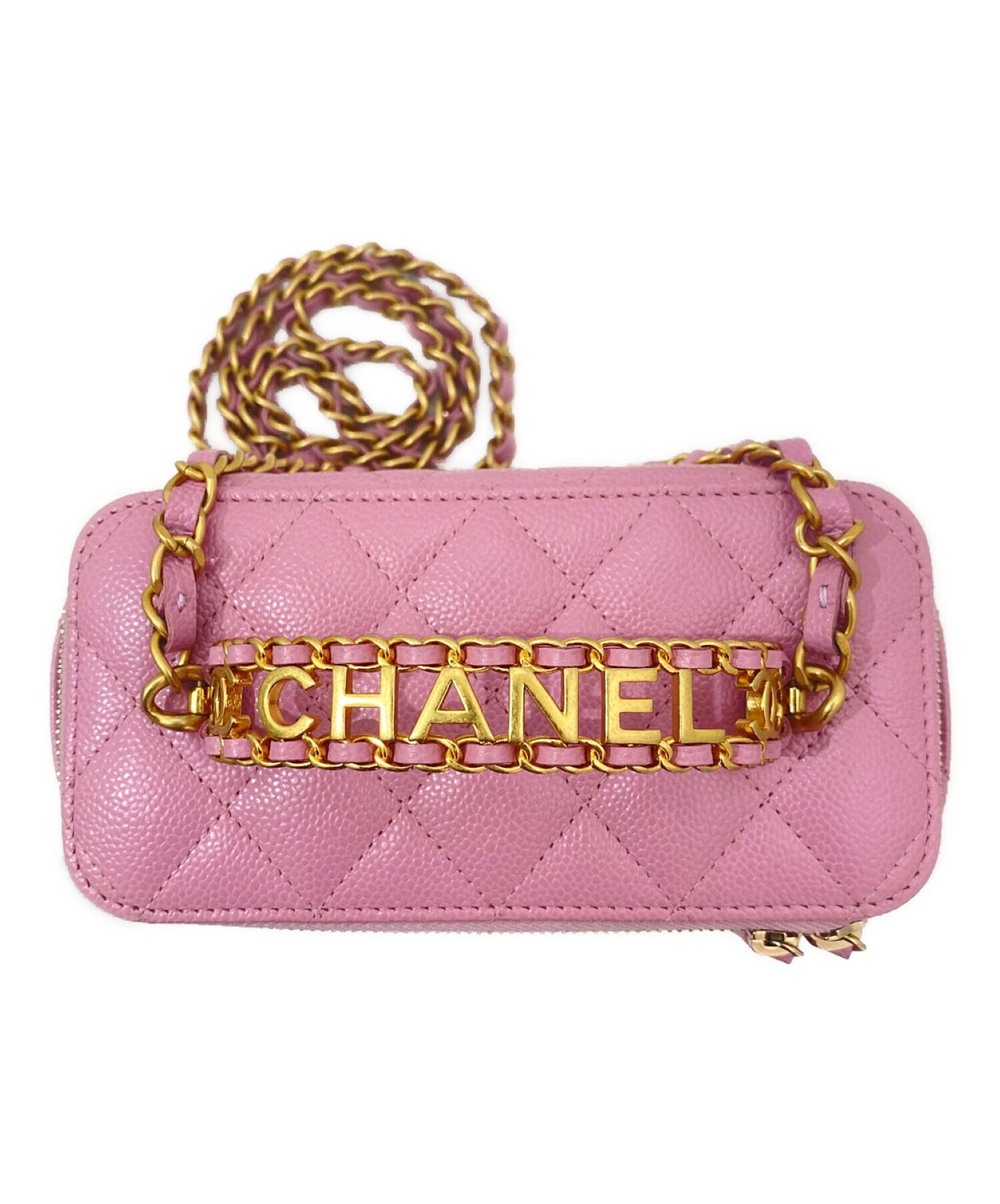 CHANEL (シャネル) チェーンショルダーバニティバッグ ピンク