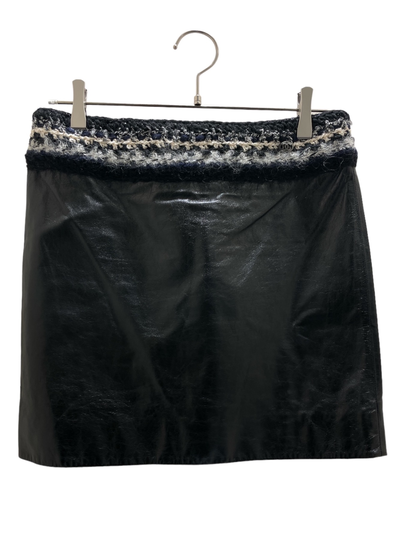 CHANEL (シャネル) レザースカート ブラック サイズ:34