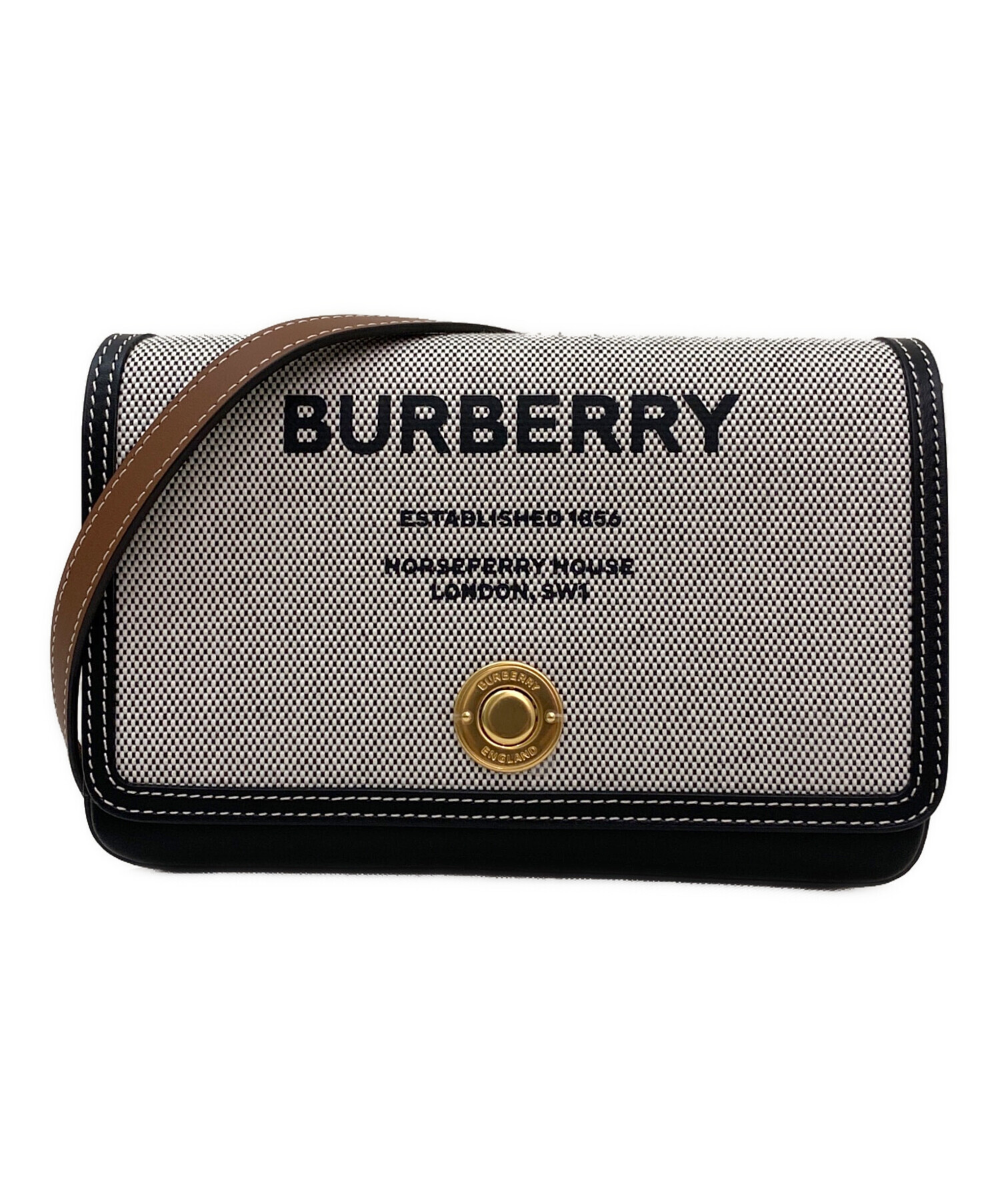 BURBERRY (バーバリー) ショルダーバッグ グレー×ブラウン